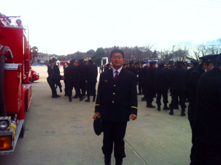 松戸市消防出初式にて。私も消防団員の一人としてともに地域のために汗を流しています。