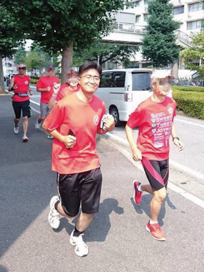 パトラン（パトロール＆ランニング）にて。走るのが好きな方々と、走りながら地域の防犯活動を行なっています。楽しみながら地域貢献できるというのは、素晴らしい形ですね。